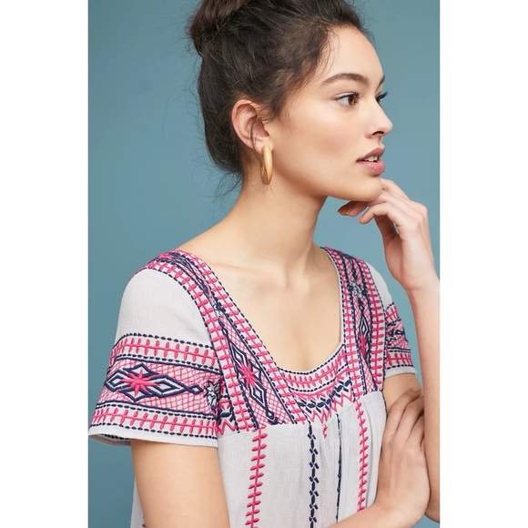 Anthropologie Pink and White Mini Dress - Picture 2 of 7